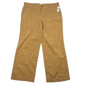 Weatherproof Vintage Womens Tan Corduroy Wide Leg Patch Pocket Pants Size 16 NEW